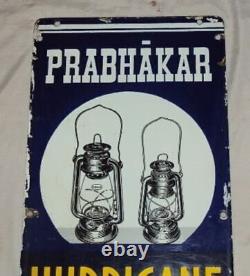 Vintage Porcelain Enamel Ad Sign Hurricane Lanterns Prabhakar Ogale India Rare