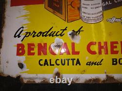 Vintage Porcelain Enamel Bengal Sign Anumakaradhwaja Pharma Chronic Disease Rare