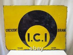 Vintage Porcelain Enamel Sign Board Crescent Brand Chemical & Paint I. C. I Rare
