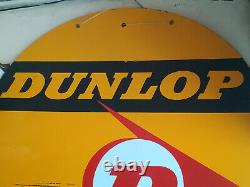 Vintage Porcelain Enamel Sign Board Dunlop Tyres Multicolour Rare Collectible