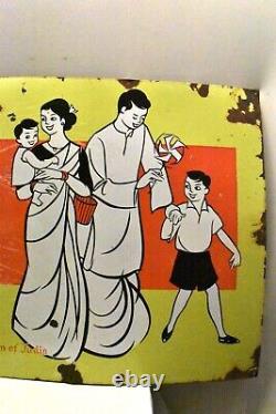 Vintage Porcelain Enamel Sign Board Of Life Insurance Corporation Of India Rare