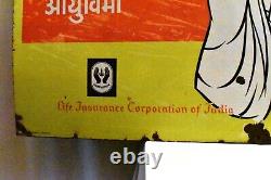 Vintage Porcelain Enamel Sign Board Of Life Insurance Corporation Of India Rare