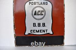 Vintage Porcelain Enamel Sign Board Portland Acc B. B. B. Cement Advertising Rare