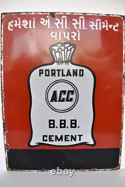 Vintage Porcelain Enamel Sign Board Portland Acc B. B. B. Cement Advertising Rare