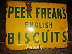 Vintage Porcelain Enamel Sign Peek Freans English Biscuits England 1940 Rare