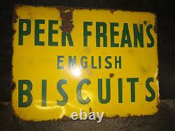 Vintage Porcelain Enamel Sign Peek Freans English Biscuits England 1940 Rare