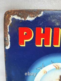 Vintage Porcelain Enamel Sign Philips Light Tubes And Bulbs Netherland Rare 1940