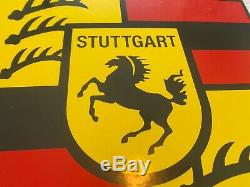 Vintage Porsche Porcelain Sign, Dealership, Gas, Oil, Stuttgart Germany, Rare