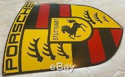 Vintage Porsche Porcelain Sign, Dealership, Gas, Oil, Stuttgart Germany, Rare