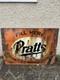 Vintage Pratts Golden Pump Original Enamel Petrol Advertising Sign HUGE RARE