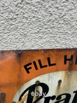 Vintage Pratts Golden Pump Original Enamel Petrol Advertising Sign HUGE RARE