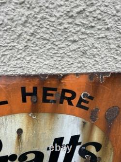 Vintage Pratts Golden Pump Original Enamel Petrol Advertising Sign HUGE RARE