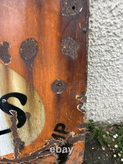 Vintage Pratts Golden Pump Original Enamel Petrol Advertising Sign HUGE RARE