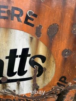 Vintage Pratts Golden Pump Original Enamel Petrol Advertising Sign HUGE RARE