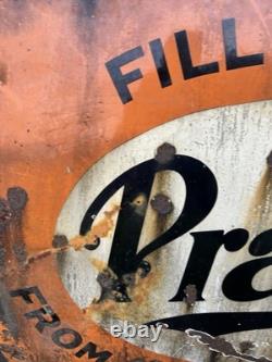 Vintage Pratts Golden Pump Original Enamel Petrol Advertising Sign HUGE RARE