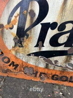 Vintage Pratts Golden Pump Original Enamel Petrol Advertising Sign HUGE RARE