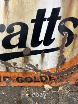 Vintage Pratts Golden Pump Original Enamel Petrol Advertising Sign HUGE RARE