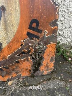 Vintage Pratts Golden Pump Original Enamel Petrol Advertising Sign HUGE RARE