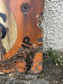 Vintage Pratts Golden Pump Original Enamel Petrol Advertising Sign HUGE RARE