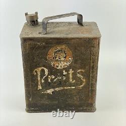 Vintage Pratts Oil Can Brass Cap Drive With Ethyl Artwork 33cm 3/- Rare