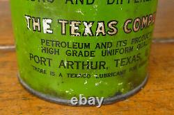 Vintage RARE 1920s Texaco Port Arthur Easy Pour Half Gallon Motor Oil Can