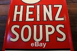 Vintage RARE 1939 HEINZ SOUPS 2 Minute Service Painted Tin Sign HUGE 54 X 30