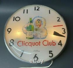 Vintage RARE 1950s Clicquot Club Soda Beverages Telechron Pam Clock WORKS