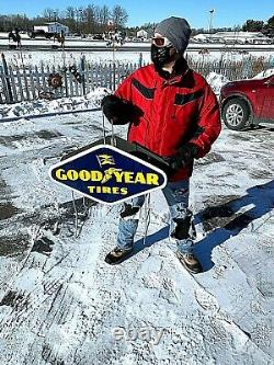 Vintage RARE 1958 2sided Goodyear Tire Display Rack Gas Gasoline Diamond Sign