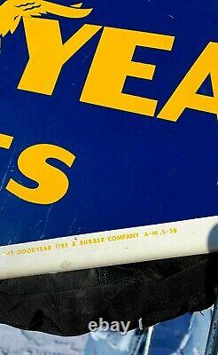 Vintage RARE 1958 2sided Goodyear Tire Display Rack Gas Gasoline Diamond Sign