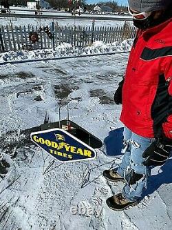 Vintage RARE 1958 2sided Goodyear Tire Display Rack Gas Gasoline Diamond Sign