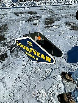 Vintage RARE 1958 2sided Goodyear Tire Display Rack Gas Gasoline Diamond Sign