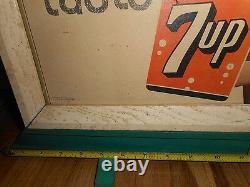 Vintage RARE 7up 7-up Soda Fresh Clean Taste Cardboard Advertising Sign w STAND