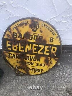 Vintage RARE AA Enamel Sign Advertising Petrol Oil Old caernarfon bangor