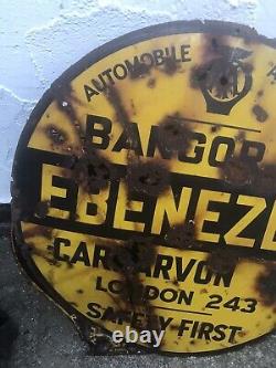 Vintage RARE AA Enamel Sign Advertising Petrol Oil Old caernarfon bangor