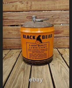 Vintage RARE Black Bear Motor Oil 5 Gallon Advertising Can