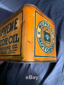Vintage RARE Clean Early Gulf Refining Supreme Motor Oil One Gallon Oil Can
