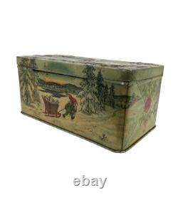 Vintage RARE Early Gevalia Swedish Scandinavian God Jul Christmas Tin Deco