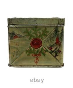 Vintage RARE Early Gevalia Swedish Scandinavian God Jul Christmas Tin Deco
