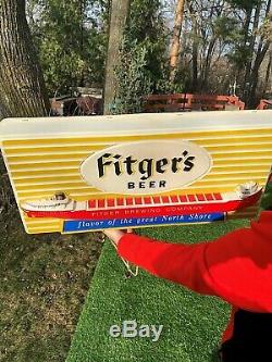 Vintage RARE Fitgers Beer Ore Boat Light Sign Duluth MN GREAT ONE