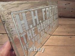 Vintage RARE H. H. FREITAG THE HARDWARE MAN Mirror Glass Sign