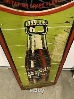 Vintage RARE Vertical Grapette Bottle GRAPE Soda Drink Sign 13 x 39 GAS OIL CO