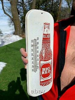 Vintage Rare 16inX6in Big Red Soda Pop Metal Thermometer Sign With Bottle Graphic