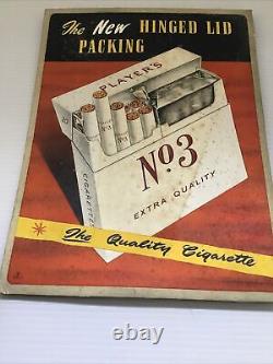 Vintage Rare 1940's Shop Display Sign For Player's No. 3 Cigarettes