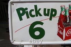 Vintage Rare 1950's Pick Up 6 Coca Cola Sign, Measures 50X16