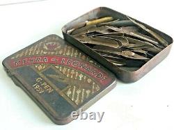 Vintage Rare 1950s Mehra Leonardt G Pen Adv. Tin Box With Nibs Collectible Old