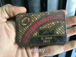 Vintage Rare 1950s Mehra Leonardt G Pen Adv. Tin Box With Nibs Collectible Old