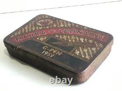 Vintage Rare 1950s Mehra Leonardt G Pen Adv. Tin Box With Nibs Collectible Old