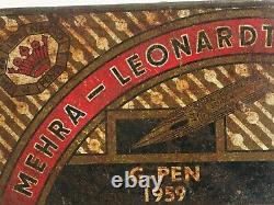 Vintage Rare 1950s Mehra Leonardt G Pen Adv. Tin Box With Nibs Collectible Old