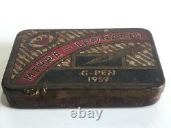 Vintage Rare 1950s Mehra Leonardt G Pen Adv. Tin Box With Nibs Collectible Old