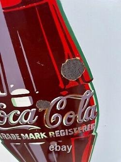Vintage Rare 33x18Porcelain Coca Cola Sign Bottle 1950s soda coke pop Metal